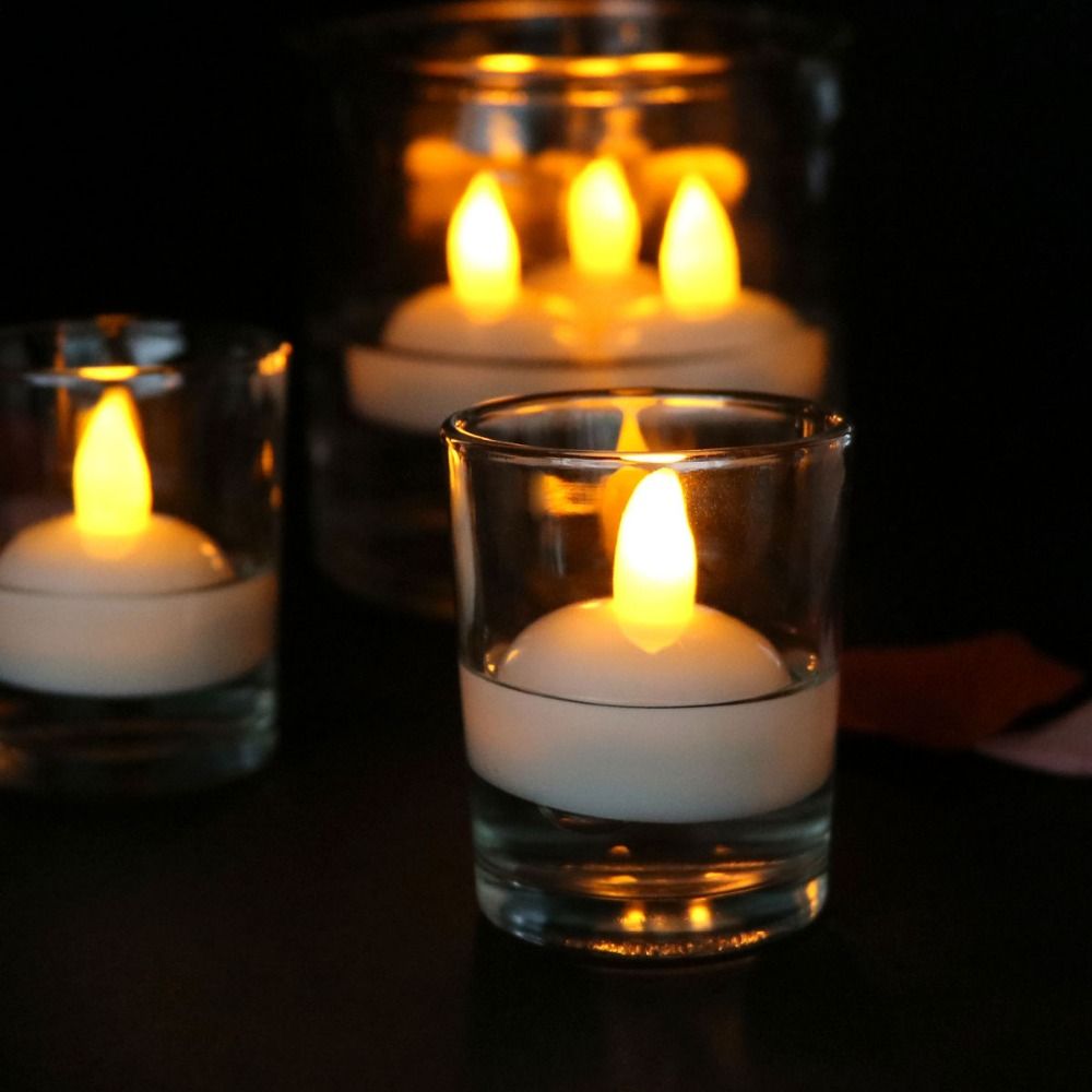 Yellow Flameless Water Proof Floating Tea Lights Eletric Fake Candles