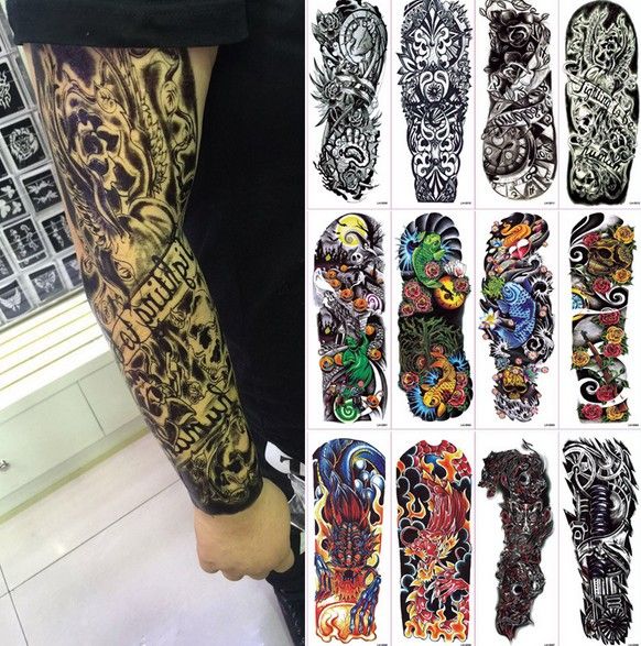 Unisex Body Art Full Arm Tattoos  45 Styles Waterproof 