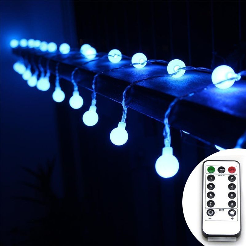 5m 50leds 10m 100leds Globe String Lights Battery Powered Ball Fairy Light With Remote Waterproof Garden Party Patio