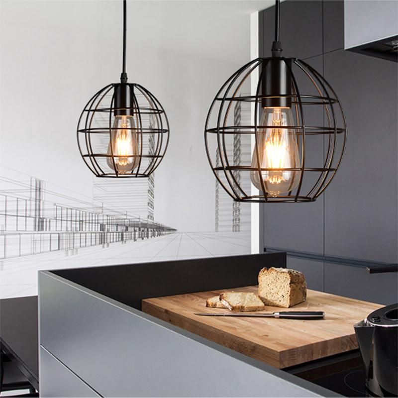 Vintage Pendant Light American Country Style Industrial Loft Lamps Vintage Pendant Light American Country Style Industrial Loft Lamps Iron Cage Led Lamp Hanging Lights Bar Cafe Restaurant Lighting Shades