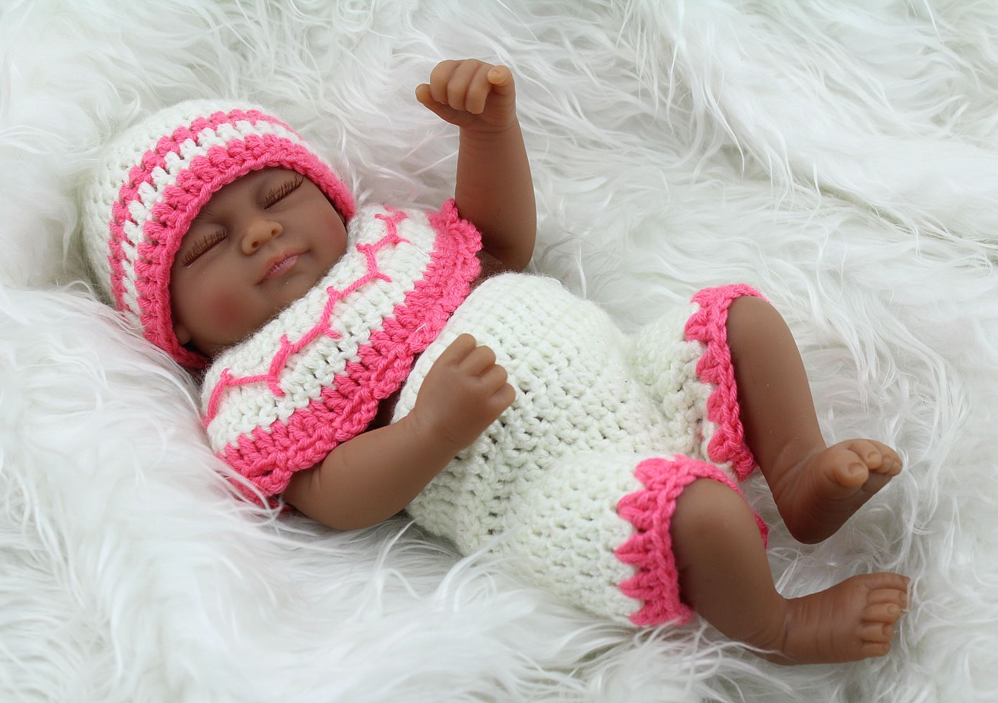 28cm Eye Closed Baby Girl Doll Black Skin Realistic Reborn Baby Doll