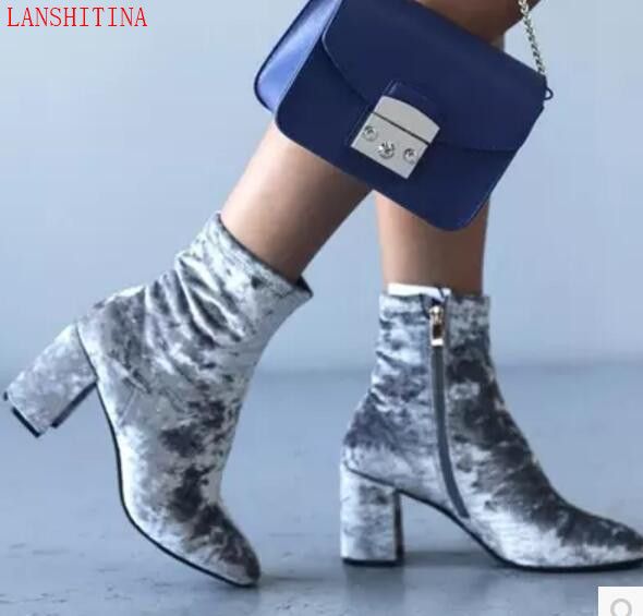 velvet booties low heel