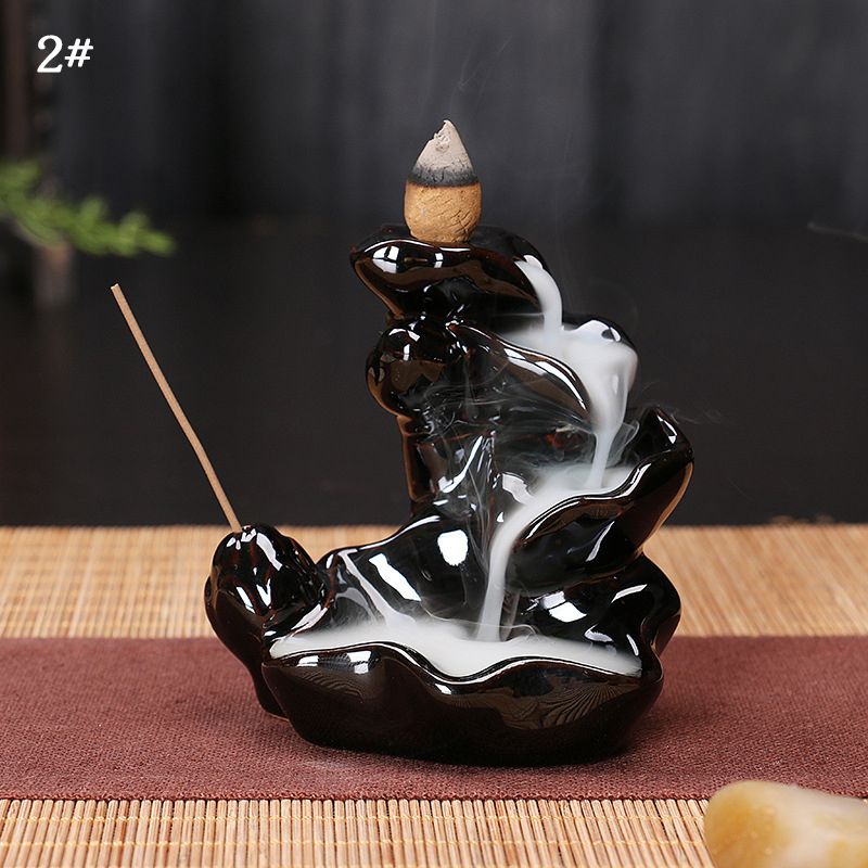 Ywbeyond Lotus Waterfall Backflow Incense Burner Ceramic Censer Smoke