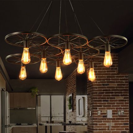 Café Américain Roue Créatif Luminaire Lustres Magasin Club Industriel Personnalisé De Vintage Européen Suspendu Lampes Tissu Lustre Yfyb7g6v
