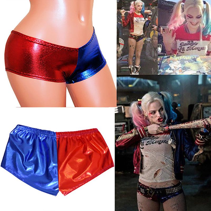 2017 New Women Harley Quinn Shorts Suicide Squad Metallic Cosplay
