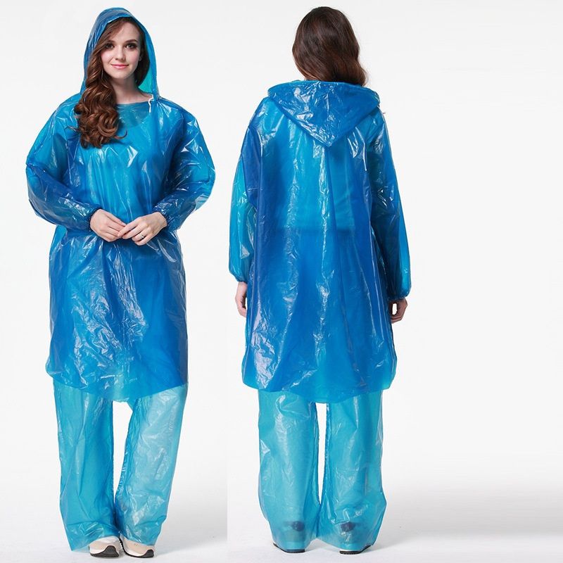 2019 Plastics Disposable Rain Cover SetCoat+TrousersOutdoor Tourist