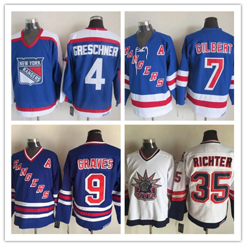 2020 Throwback New York Rangers Hockey CCM 4 Ron Greschner Blue 7 Rod