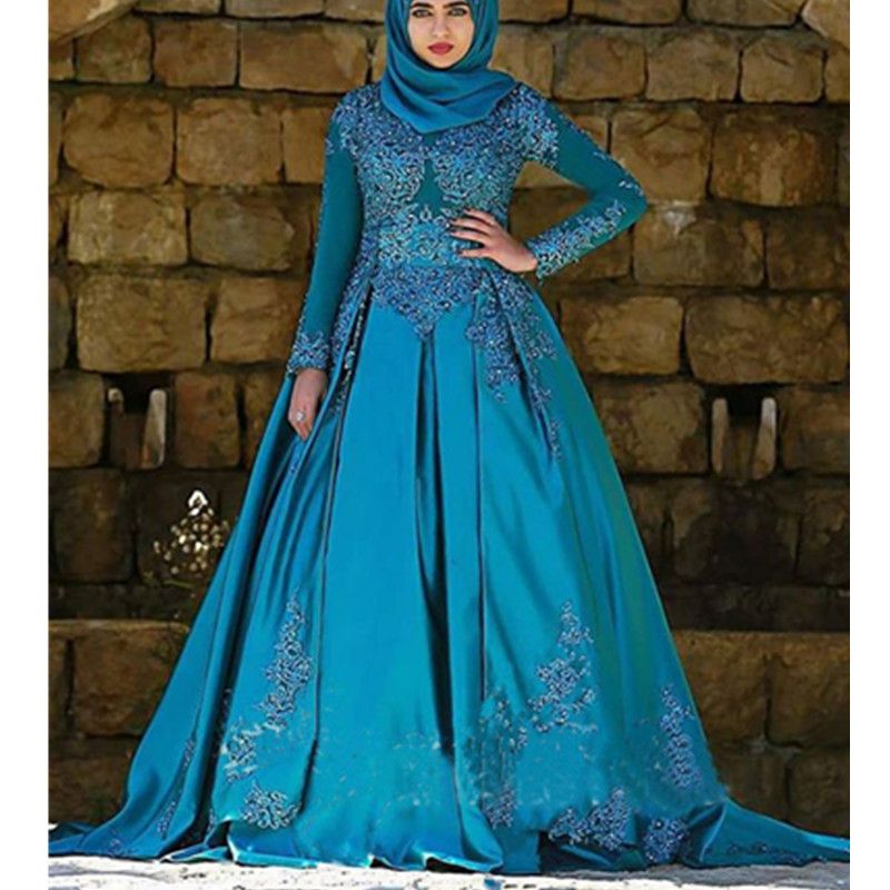 Teal Blue Muslim Ball Gown Wedding Dresses 2017 New Spring Bridal ...