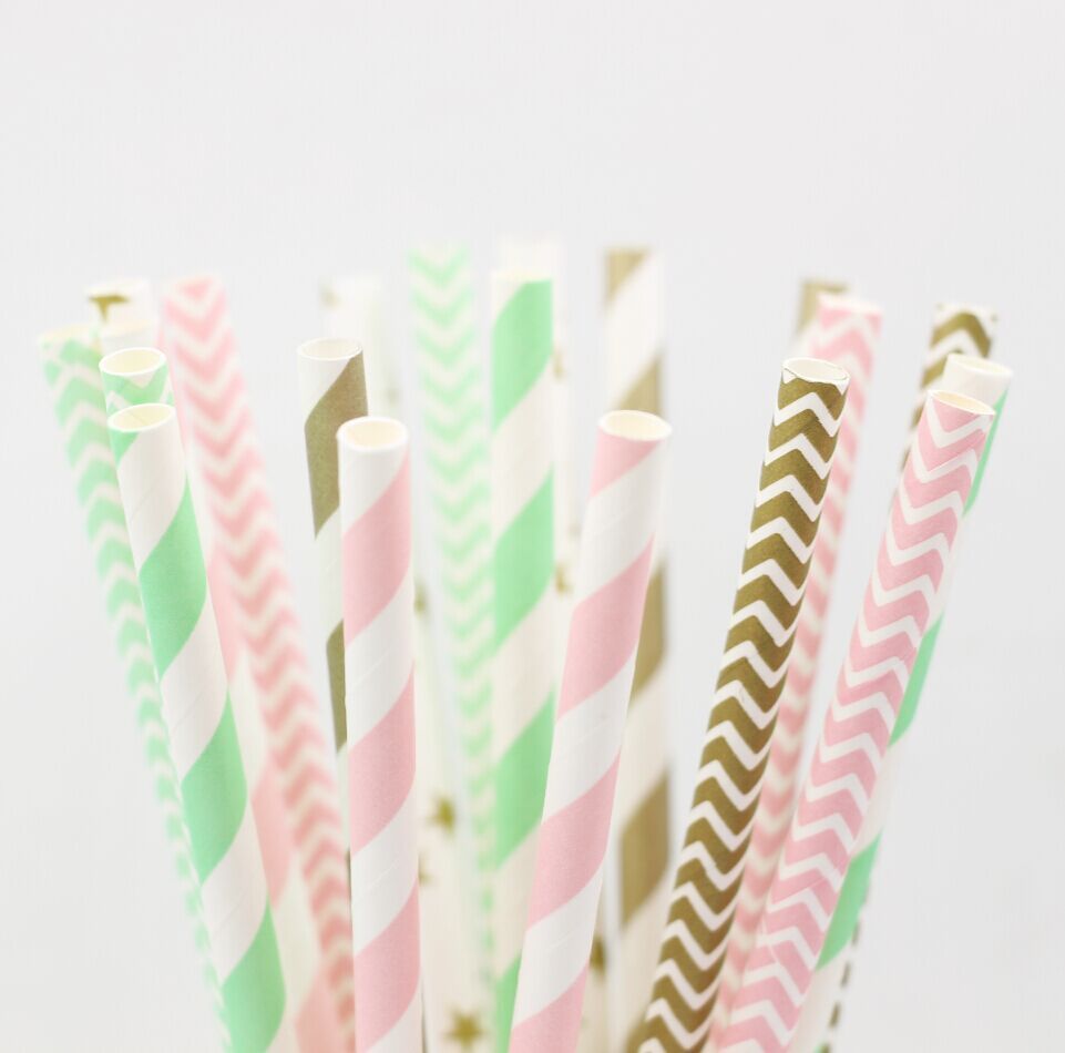 Wholesale Cake Pop Sticks Party Paper Straws Mason Jar Striped
