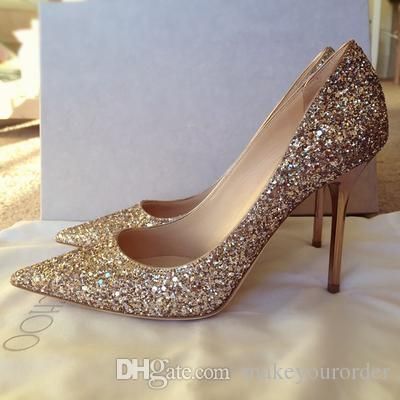 Wholesale Champagne Gold Wedding Shoes Bride Wedding Dress Shoes ...