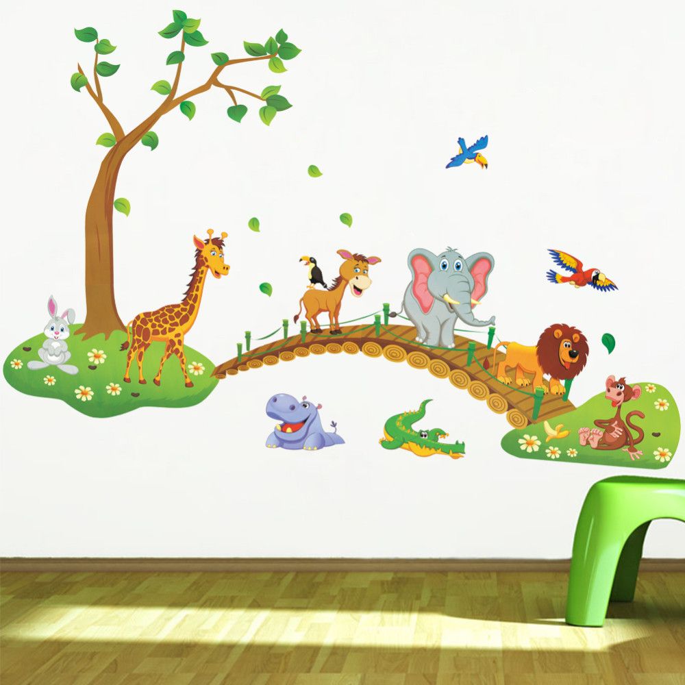 3d Cartoon Jungle Wild Animal Tree Bridge Lion Giraffe Elephant 3d Cartoon Jungle Wild Animal Tree Bridge Lion Giraffe Elephant