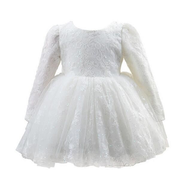2018 Wholesale High Quality White Tulle Baby Girls Long Sleeve 1