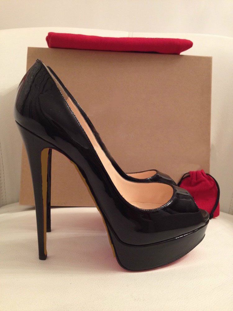 Plus Size 34 42 Red Bottom Leather Diamond High Heels Peep Toe Women ...