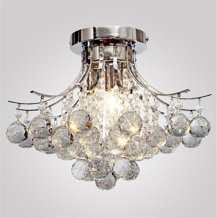 Crystal Ceiling Light Hanging Chandelier Lamps Pendent Crystal Ceiling Light Hanging Chandelier Lamps Pendent Lights Chrome Finish With 3 Bulbs Flush Mount Llfa