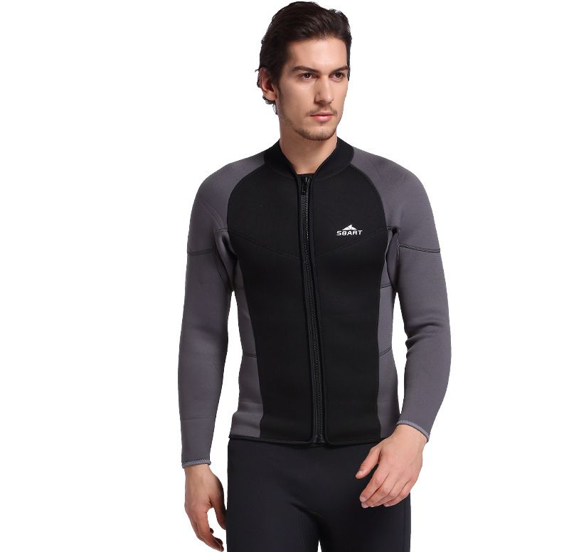 Mens Wetsuit Jacket 3mm Snorkeling Outdoor Surfing Thermal Tops Front