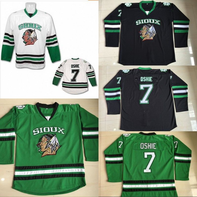2019 7 TJ Oshie North Dakota Hockey Jersey Men'S 100 Stitched Embroidery Logos Fighting Sioux
