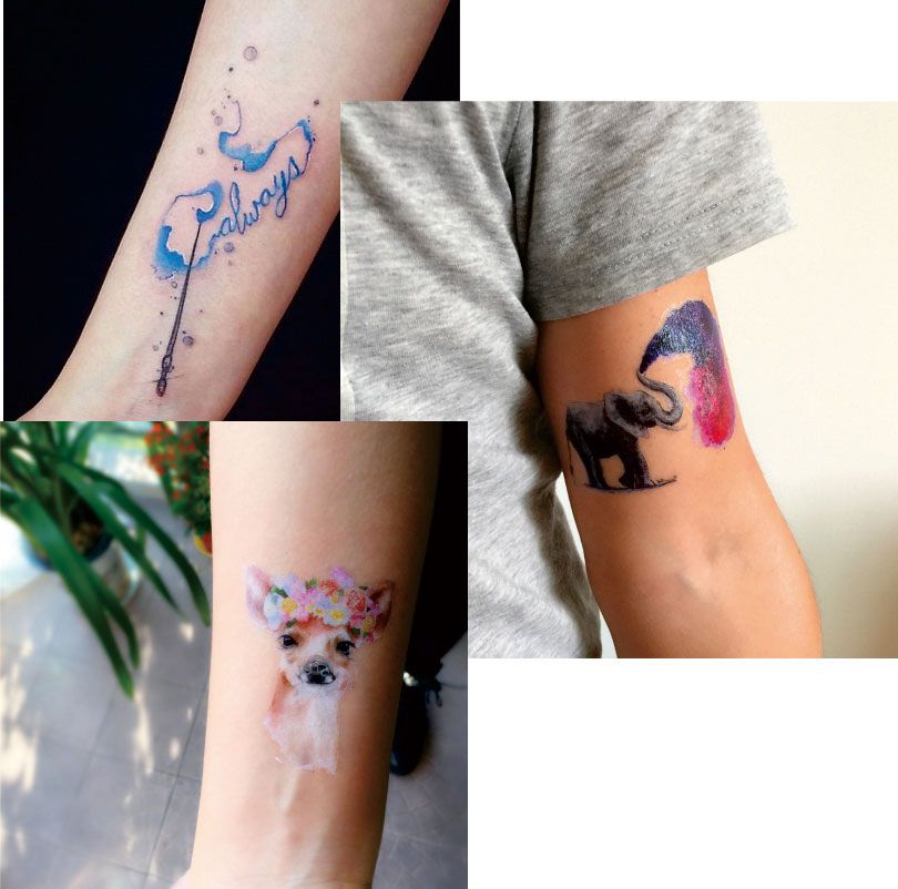 Acheter W18 Crown Deer éléphant Aquarelle Méduse Flamant Rose Et Pissenlit Beau Tatouage Temporaire Non Toxique De 192 Du Himalayastore