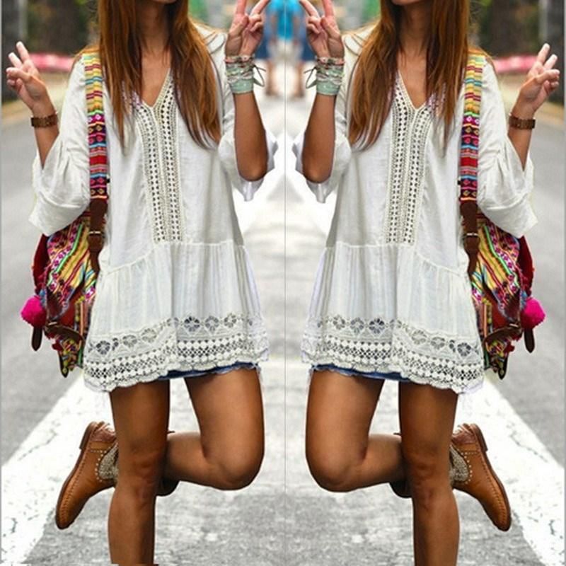 bohemian style white dress