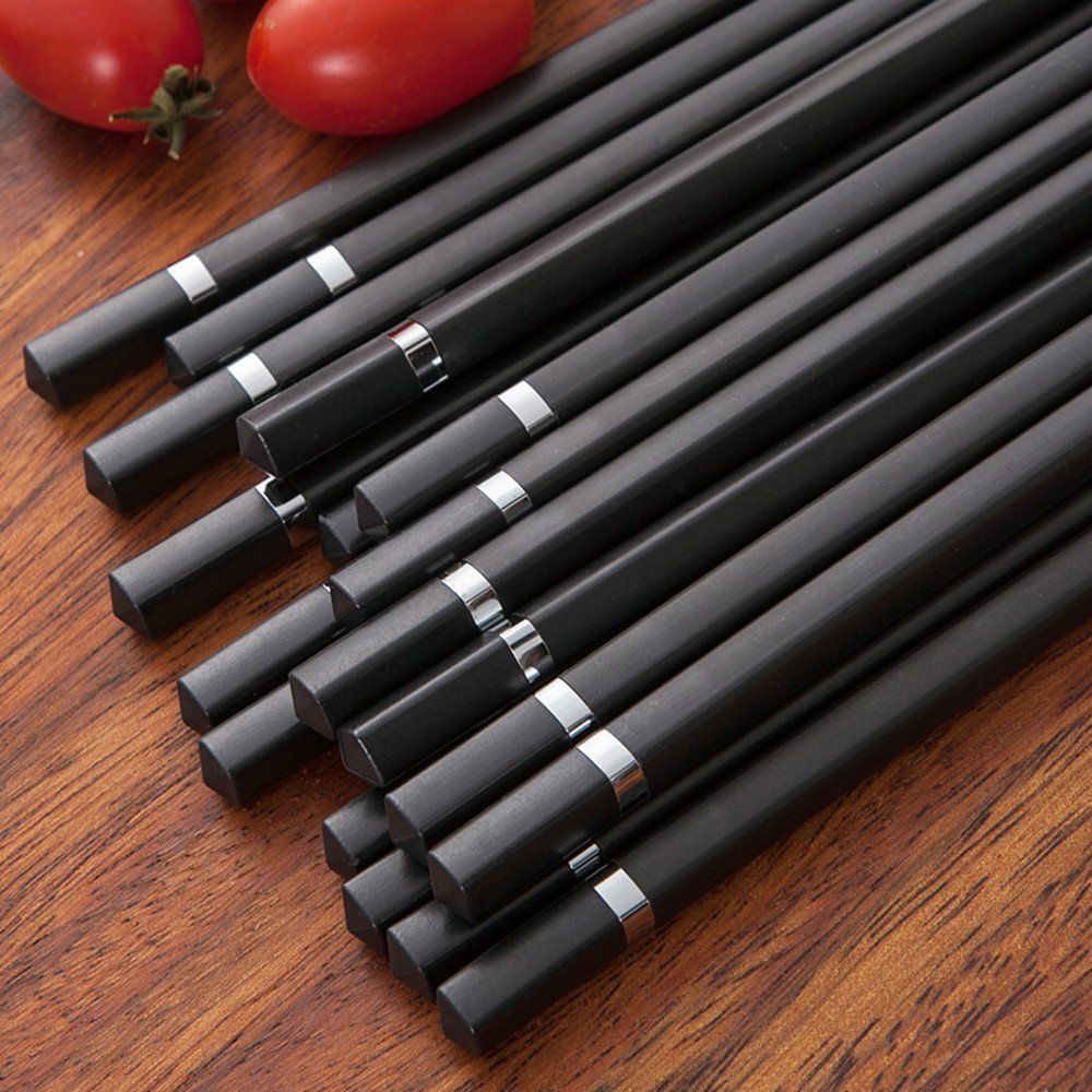 Wholesale 24CM Black Square Fiberglass Chop Sticks Reusable Luxury