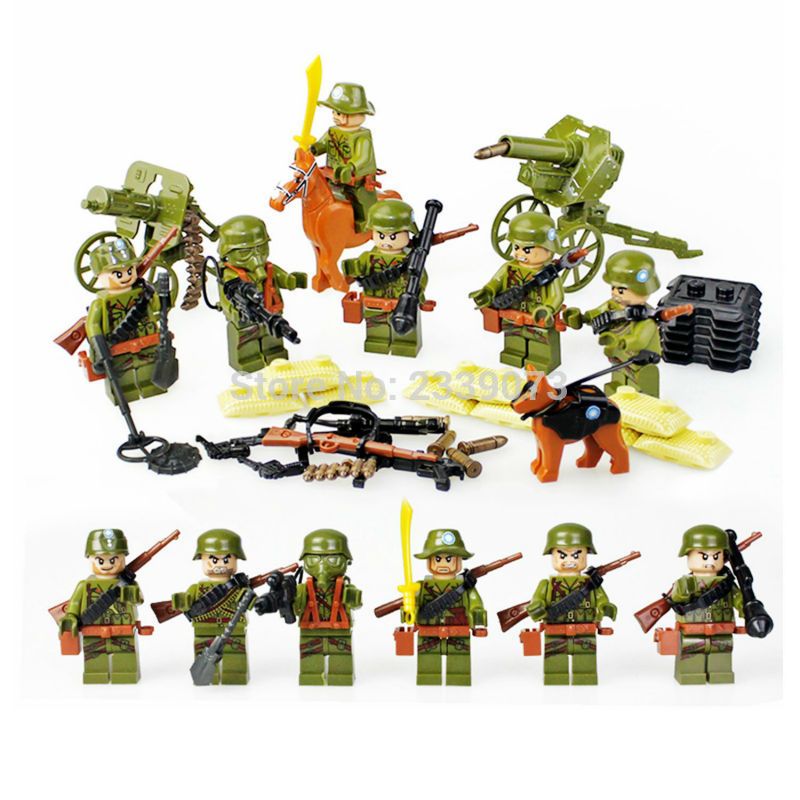 World War 2 Heavy Fire DIY Blocks Military Amy Swat Soldiers Models ...