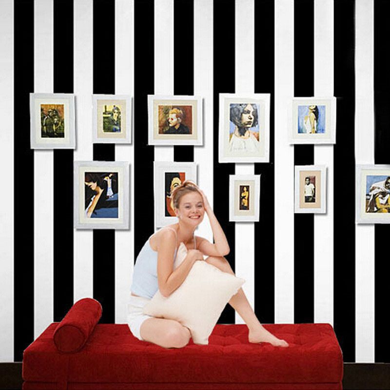 Whole 10m Roll Black And White Wide Stripe Wallpaper Simple Whole 10m Roll Black And White Wide Stripe Wallpaper Simple Cross Vertical Striped Wall Paper Decor For Living Room Background Computer Desktop