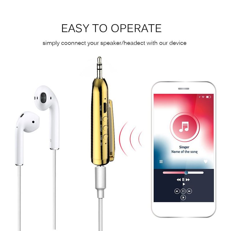 Para iPhone X XS Máx. Adaptador AUX. Receptor AUX de audio inalámbrico Bluetooth con 3.5 mm Jack Mini Car Kit manos libres con clip Samsung S9