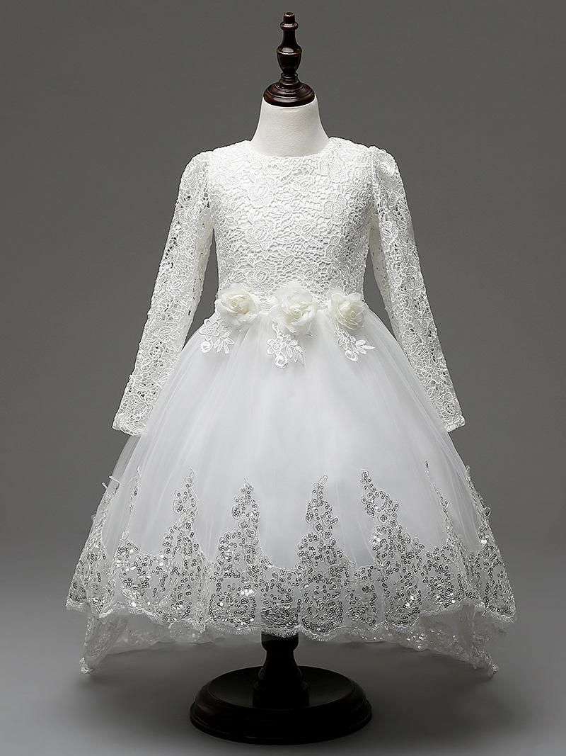 Winter Long Sleeve Lace Children'S Dresses Fashion Trailing Princess