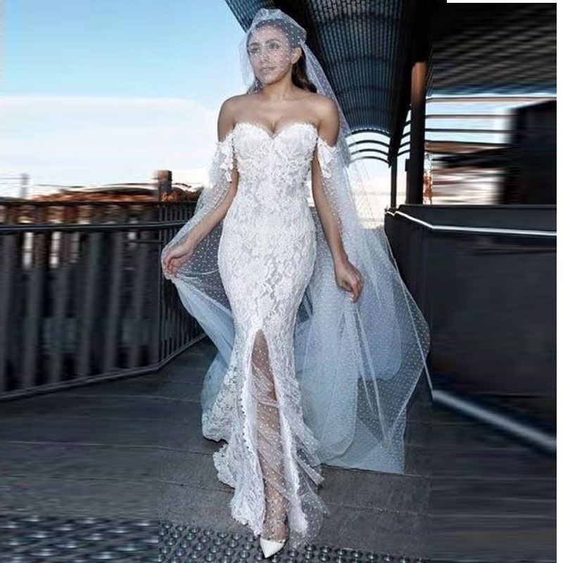 split front wedding dress