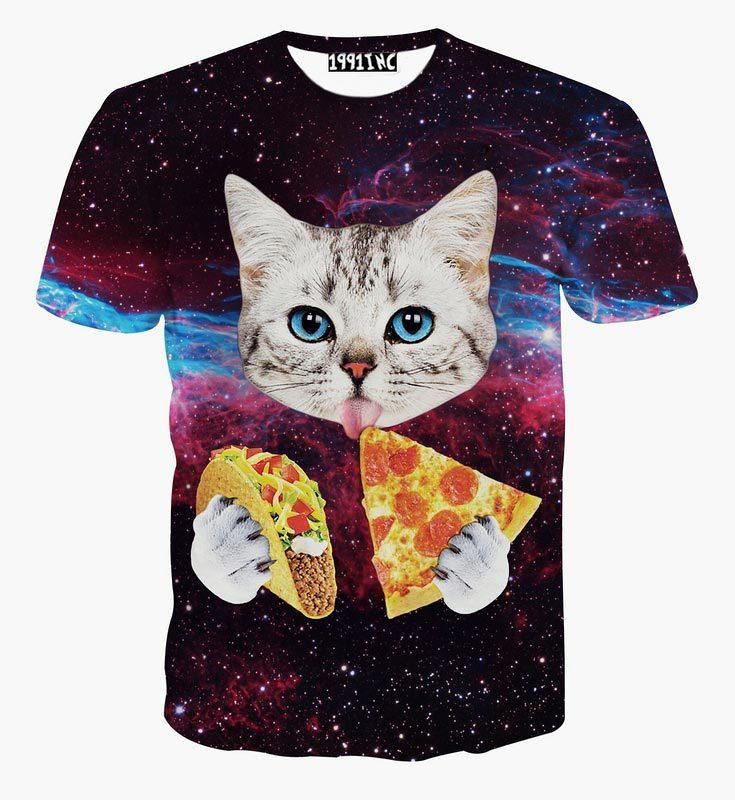 Tshirt Pizza Cat Print T Shirt For Men 3d Tshirt Short Sleeve O Neck ...
