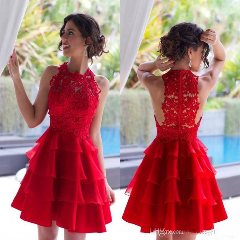 red petite cocktail dress