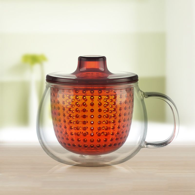 2019 Fashion Clear Glass Tea Cup Mug With Tritan Infuser And Lid For