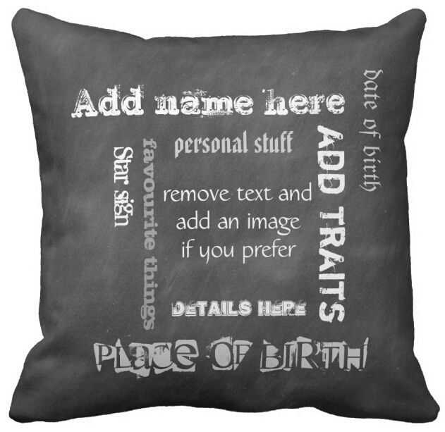 Throw Pillow Case Create Own Chalkboard Wordcloud Birthday Squar