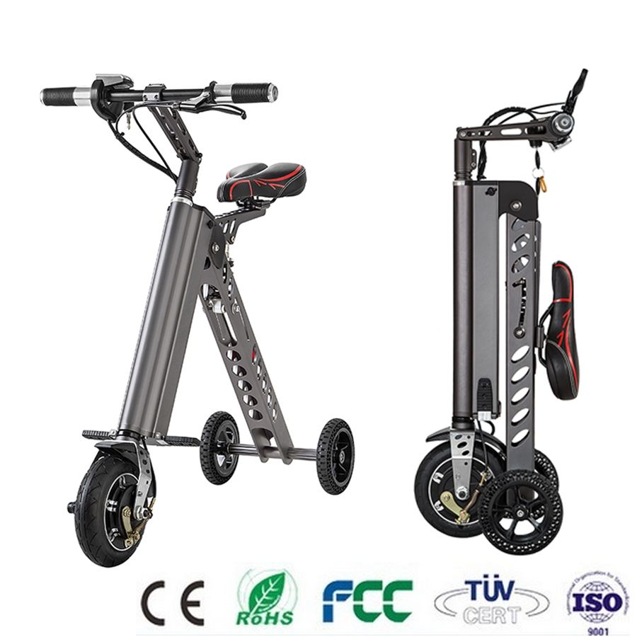 2018 Mini Folding Scooter E Bike Portable Foldable Electric Bicycle 2018 Mini Folding Scooter E Bike Portable Foldable Electric Bicycle Tricycle Brushless Motor Lithium Battery Lightweight Only 11kg Ce Fcc From