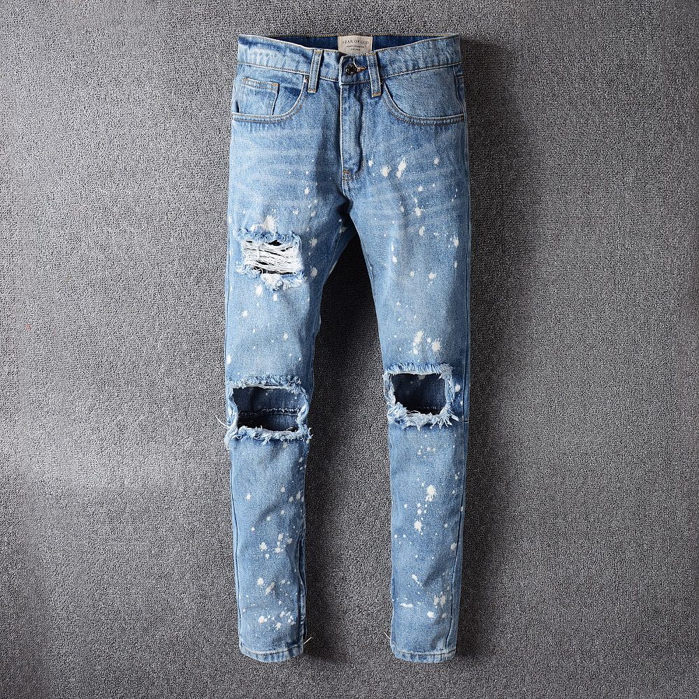 fear of god painted jeans