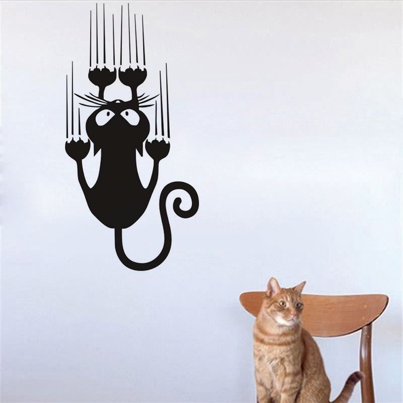 funny climbing cat wall decals vehicle body window vinyl wall