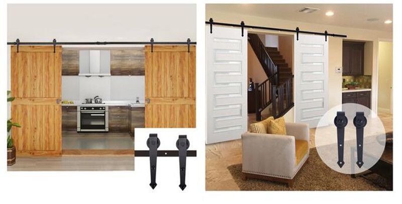 2019 Rustic Black Sliding Barn Door Hardware Modern Double Barn Wood Door Hanging Track Kit Hardware Fittings From Hello Wei 256 09 Dhgate Com