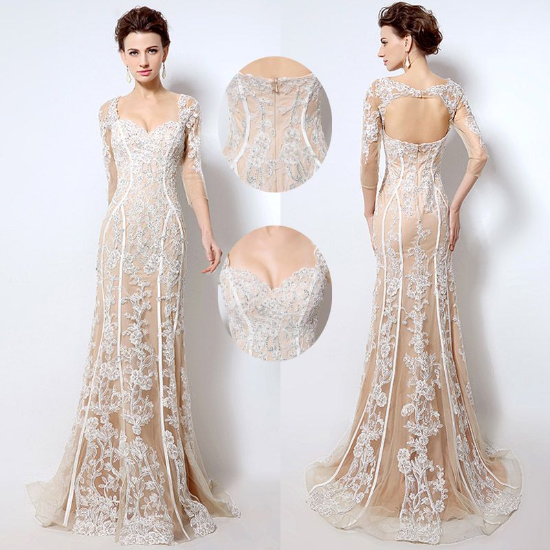 2017 Mermaid Mermaid Wedding Dresses With Champagne Nude Underlay