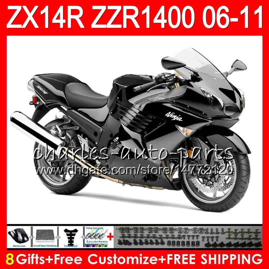 Body For Kawasaki Hot Black Ninja Zx 14r Zx14r 06 07 08 09 10 11 Hm41 Zzr 1400 Zzr1400 14 R Zx 14r 2006 2007 2008 2009 2010 2011 Fairing