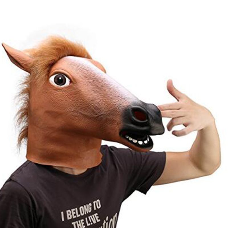 Newest Creepy Horse Mask Head Halloween Costume Theater Prop Novelty Latex Rubber Fast Online