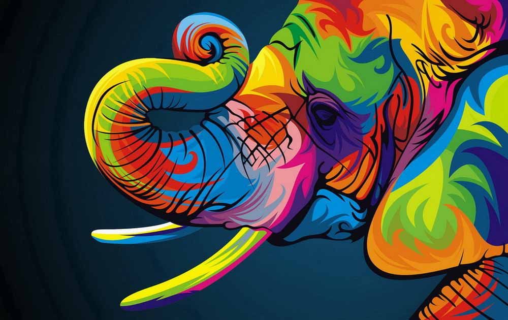 Compre Pinturas Al Óleo Lienzo Abstracto Elefante Colorido Animales