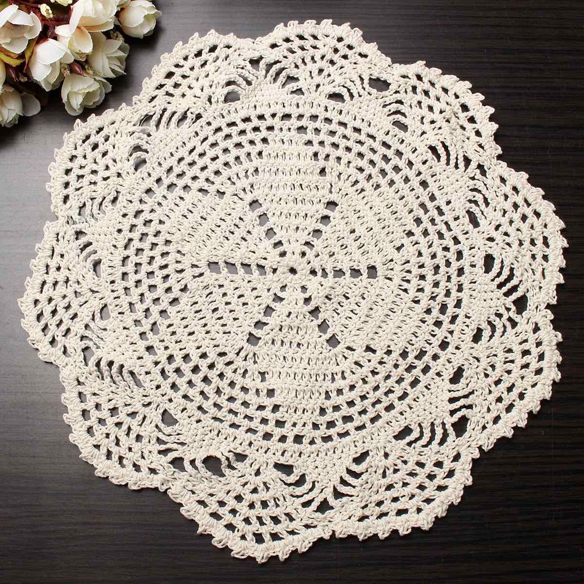 Wholesale 28cm Vintage Beige Crochet Lace Doily Cotton Yarn