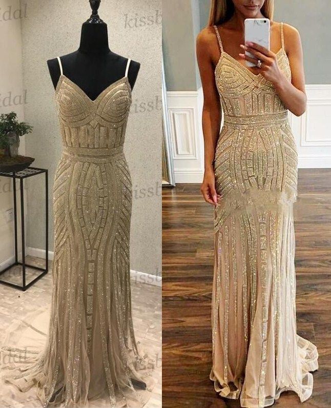 Champagne Prom Dress Tight