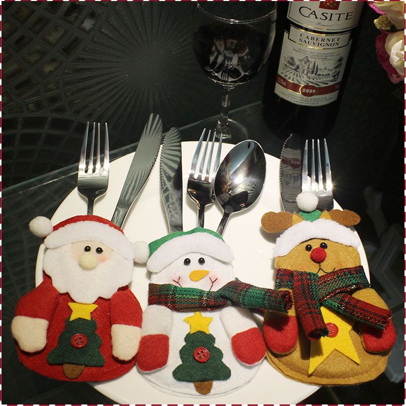 Christmas Table Decorations For Home Cutlery Pocket Fork Knife