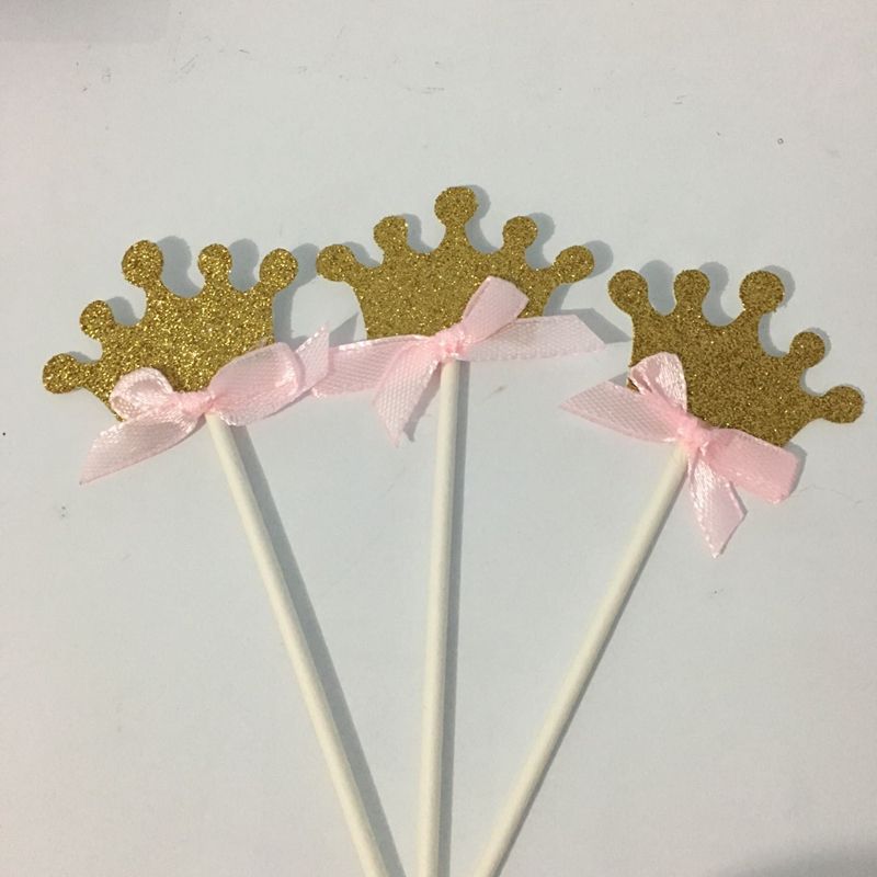 2019 Wholesale Glitter Gold Silver Crown Pink Blue Bowknot Baby Girl