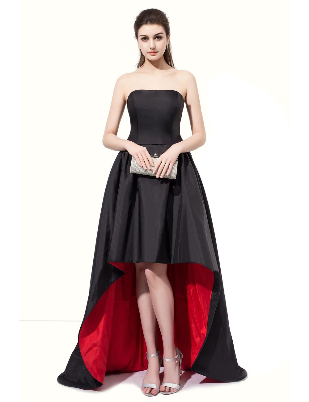 black dress short at front long at back