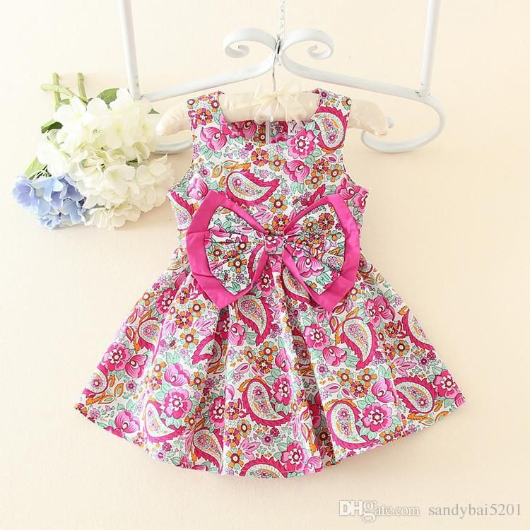 2019 kids girls floral print dresses 2017 summer baby girl cotton