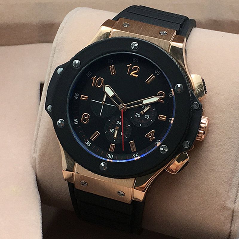 2017 luxury watch men watches all subdials work rubber strap