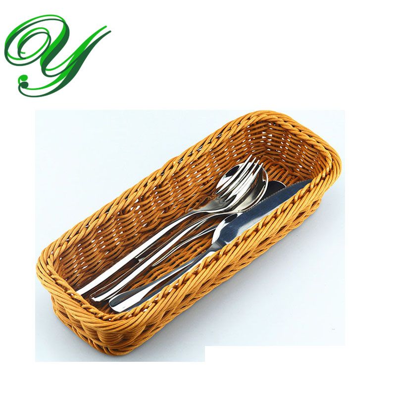 2019 Rattan Plastic Basket Tableware Baskets Rectangular Wicker 2019 Rattan Plastic Basket Tableware Baskets Rectangular Wicker Bamboo Storage Box For Knives Forks Chopsticks Bread Cakes Fruits From Liyingl