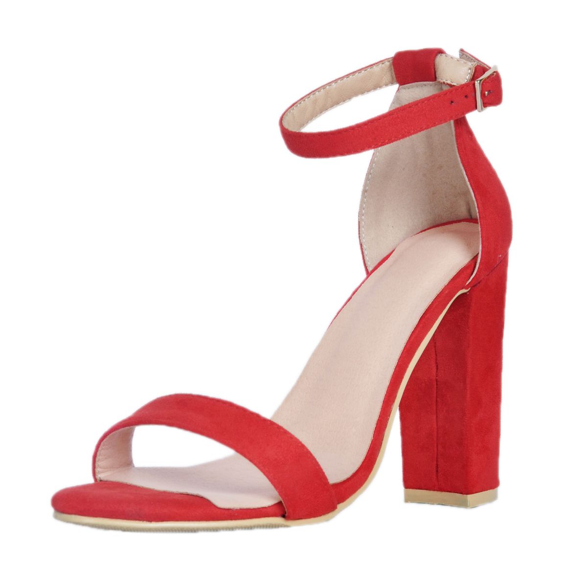 red thick heel shoes