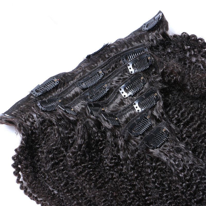Afro Kinky Curly Clip In Human Hair Extensions Mongolian Virgin Kinky